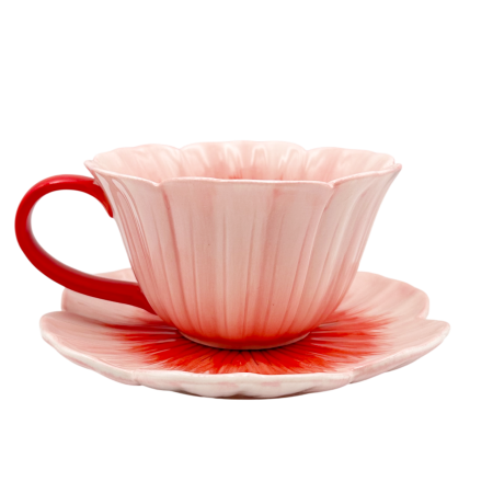 Set Ceasca si Farfurie roz floare POPPY [2]