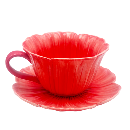 Set Ceasca si Farfurie floare POPPY Rosu [3]