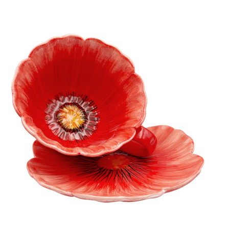 Set Ceasca si Farfurie floare POPPY Rosu [1]