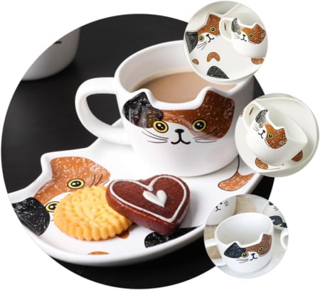 Set Ceasca si Farfurie Pisica LOUIE, 200ml [3]