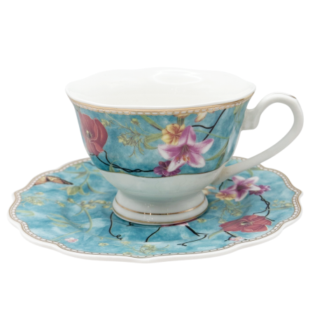 Cesti & Seturi de Cesti - Set Ceasca si Farfurie Portelan BLEU JARDIN