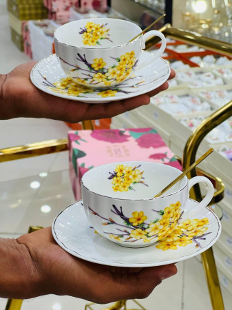 Set Ceasca si Farfurie Portelan YELLOW BLOSSOM [4]