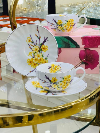 Set Ceasca si Farfurie Portelan YELLOW BLOSSOM [3]