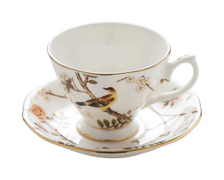 Servire Ceai & Cafea - Set portelan fin, Ceasca si Farfurie BEATRICE, 170ml
