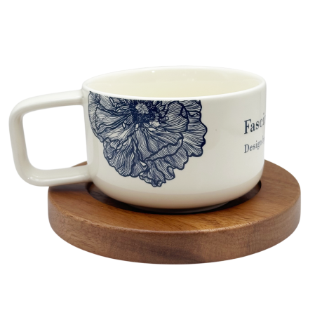 Cana ceramica 250 ml RUTH cu suport din lemn [1]