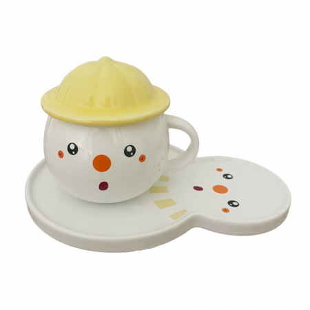 CANI & CESTI CRACIUN - Set Ceasca si Farfurie SNOWY, Galben, 200ml