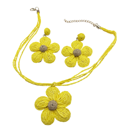 Cercei & Bratari & Inele - Set Colier Floare si Cercei VALERIE, Galben