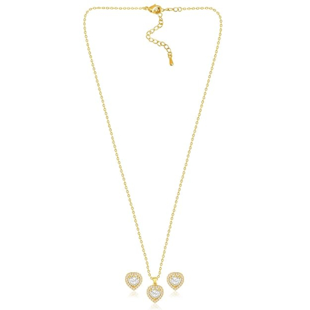 Set Cercei si Pandantiv Auriu Inima din zirconiu ELOISE [2]