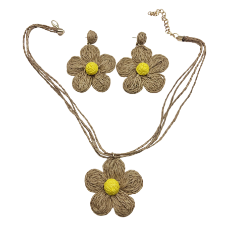 Cercei & Bratari & Inele - Set Colier Floare si Cercei VALERIE, Maro