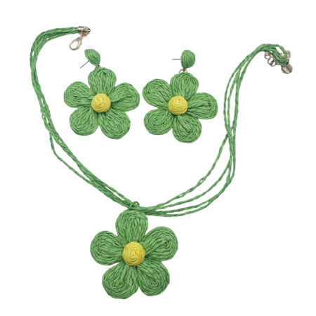 Cercei & Bratari & Inele - Set Colier Floare si Cercei VALERIE, Verde