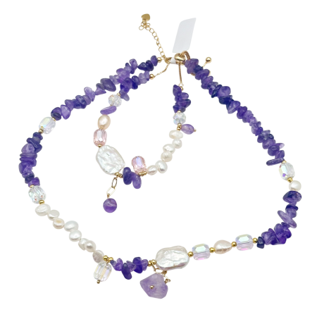 Set colier si bratara cu perle si ametist PURPLE GRACE [1]