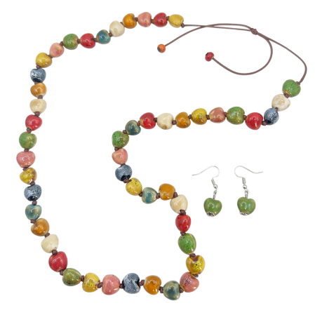 Accesorii Fashion - Set Colier si Cercei ceramica BOHO CANDY