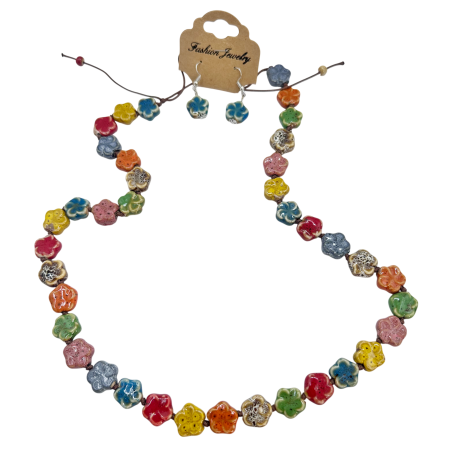 Set Colier si Cercei ceramica BOHO FLORAL [1]