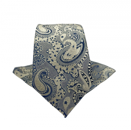 Set cravata cu batista de buzunar Paisley DEAN, Gri/ Bej [4]