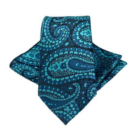 MODA & ACCESORII - Set cravata cu batista de buzunar Albastru ocean