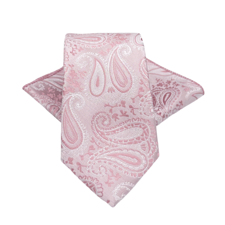 MODA & ACCESORII - Set Cravata si Batista EMILIO - Model Paisley Roz