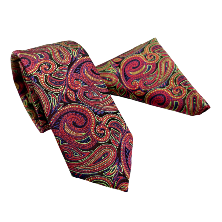 Set Cravata si batista Paisley RUDD, Magenta [2]
