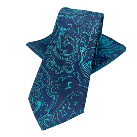Set Cravata si Batista bleumarin cu model turcoaz – VENEZIA [1]