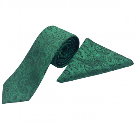 Set cravata slim cu batista Paisley AKRON, Verde [1]