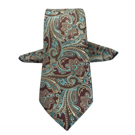 Cravate inguste - Set cravata slim cu batista Paisley ASHTON, Albastru Maro