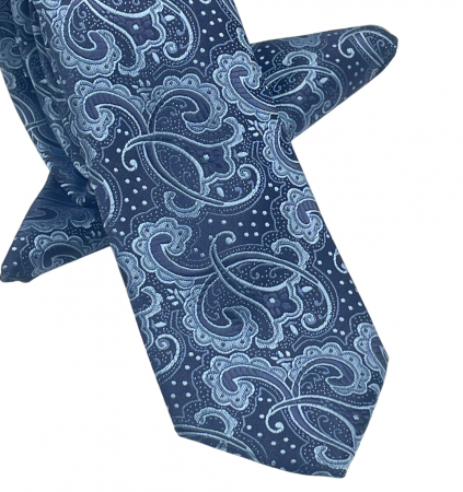 Set cravata slim cu batista Paisley CHARLIE, Albastru [2]