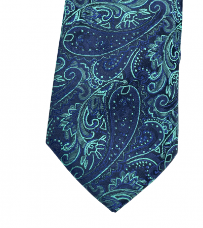 Set cravata slim cu batista Paisley CRAIG, navy Turcoaz [2]