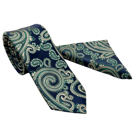 Set Cravata si Batista Paisley Verde Imperial – WINDSOR [2]