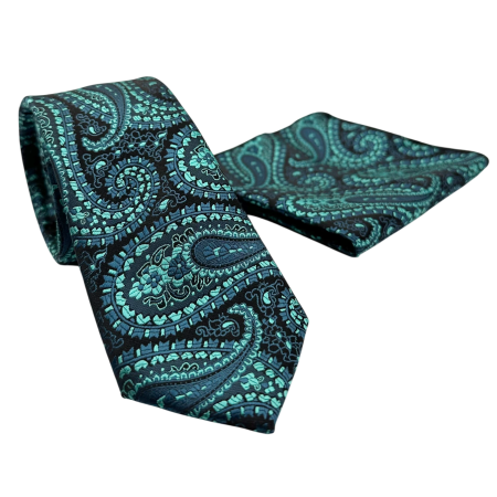 MODA & ACCESORII - Set cravata cu batista de buzunar Albastru ocean