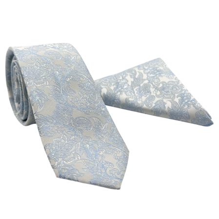 MODA & ACCESORII - Set Cravata si Batista BAROQUE, Model Paisley, Bleu