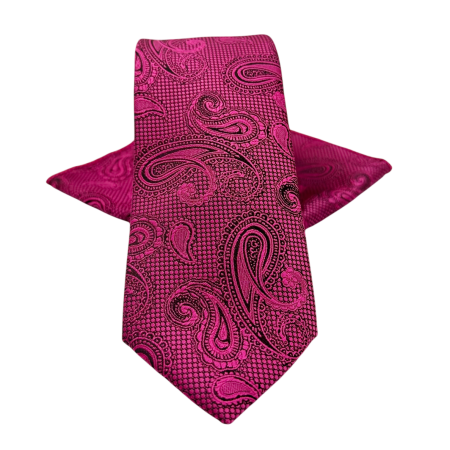 Set Cravată și Batista Fuchsia Paisley [1]