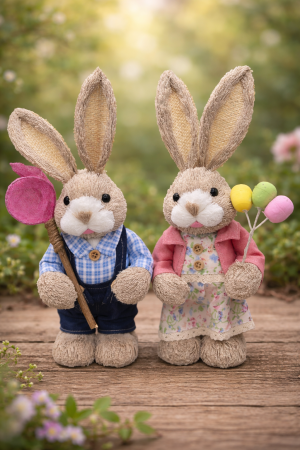 Set Iepuri decorativi EASTER din paie [1]