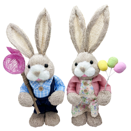 De Sezon - Set Iepuri decorativi EASTER din paie