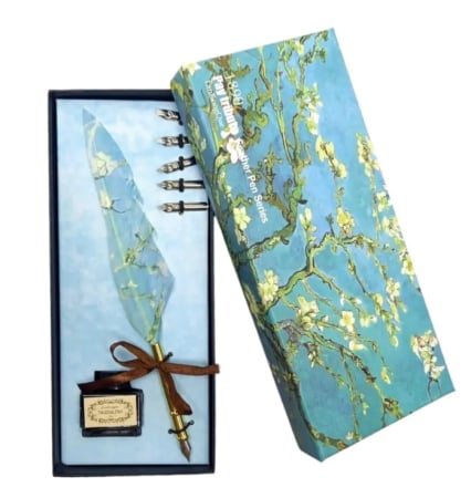 Agende & Articole De Scris - Set Pană de Scris cu Cerneală – „Ramuri de Migdal” Van Gogh