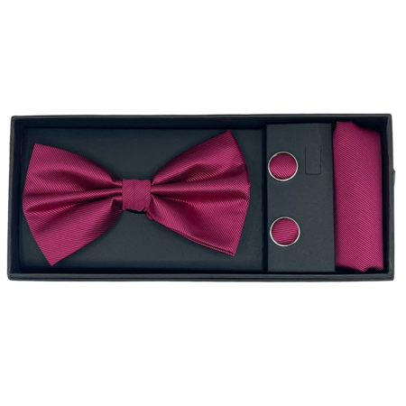 Papion roz-fucsia, MISTERY, Set cu butoni si batista [3]