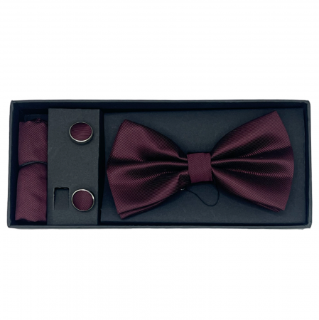 Papion burgundy, MISTERY, Set cu butoni si batista [2]