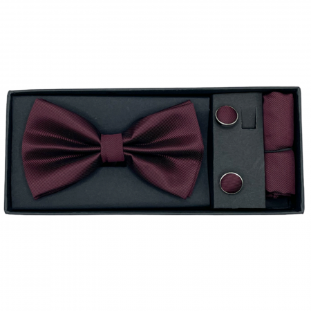 Papion burgundy, Oxford, Set cu butoni si batista [2]