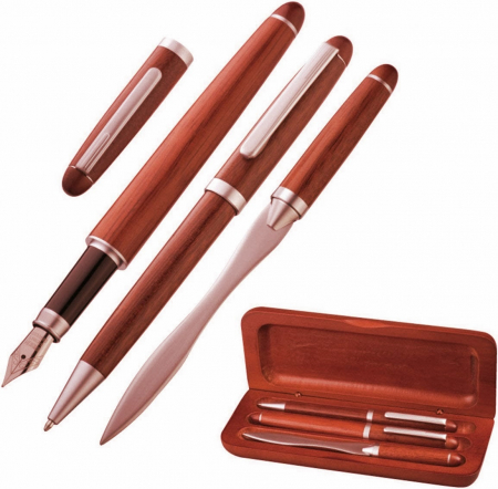 BIROU & PAPETARIE - Set Stilou, Pix si Deschizator plicuri WILLIAM, Cutie lemn