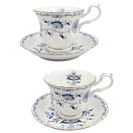 Cesti & Seturi de Cesti - Serviciu portelan Deluxe, 2 Cesti si 2 Farfurii CAROLINE - Motive florale