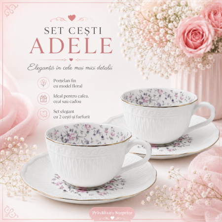 Set portelan fin, 2 Cesti si Farfurii ADELE, 180 ml [1]