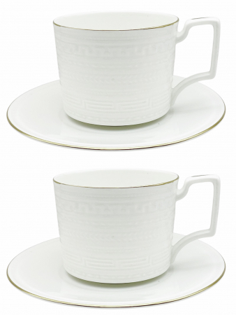 Servire Ceai & Cafea - Set portelan fin, 2 Cesti si 2 Farfurii ANTOINE, 250ml