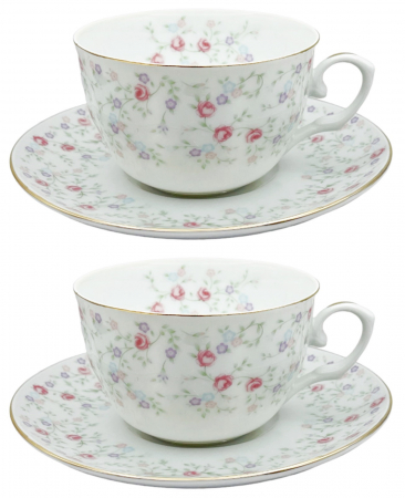 Seturi Din Portelan - Set portelan fin, 2 Cesti si farfurii ABIGAIL, 180ml
