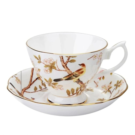 Seturi Din Portelan - Set portelan fin, Ceasca si Farfurie BEATRICE cu pasari