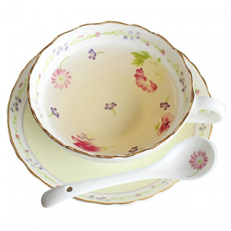 SERVIREA MESEI - Set portelan fin, Ceasca si Farfurie ISABELLE, 150ml