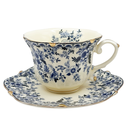Set Portelan Vintage cu flori delicate Albastre - pentru cafea sau ceai [4]