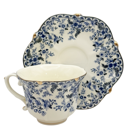 Set Portelan Vintage cu flori delicate Albastre - pentru cafea sau ceai [1]