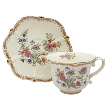 Set Portelan Englezesc Vintage Crem flori portocalii - pentru cafea sau ceai [1]