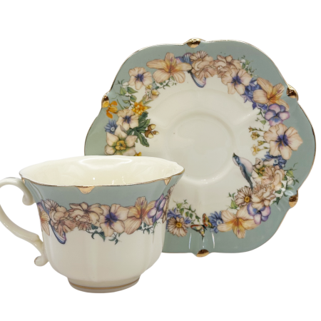 Set Portelan Vintage cu flori delicate galbene - pentru cafea sau ceai [2]