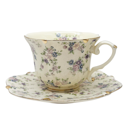 Set Portelan Vintage cu flori delicate roz si mov - pentru cafea sau ceai [2]