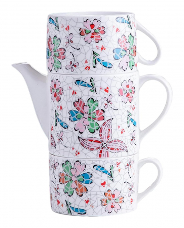 Servire Ceai & Cafea - Set Tea For Two GAUDI PETALS, Portelan