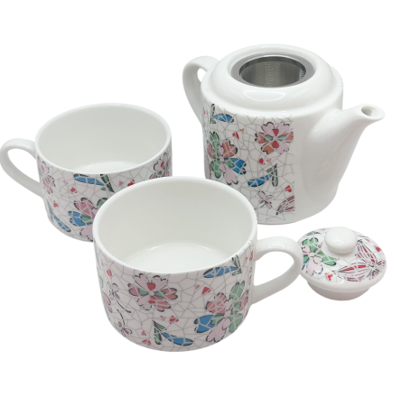 Set ceai pentru 2 persoane GAUDI PETALS - Portelan, 3 piese [3]